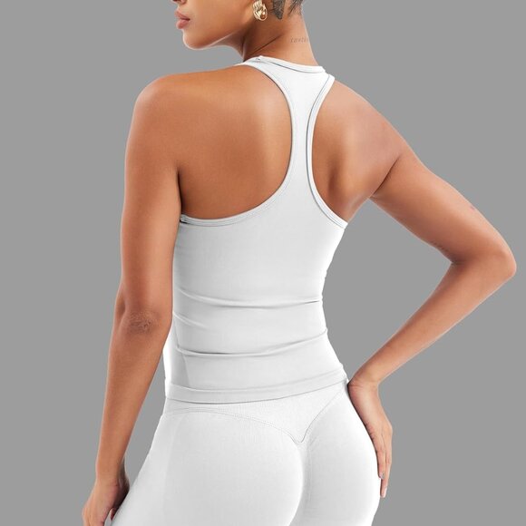 Estile Women's Seamless Racerback Workout Tank Top, White, Medium - Picture 4 of 6